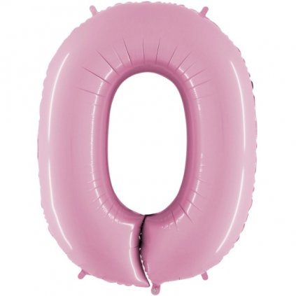 Balónek fóliový číslice 0 pastelově růžová 66 cm