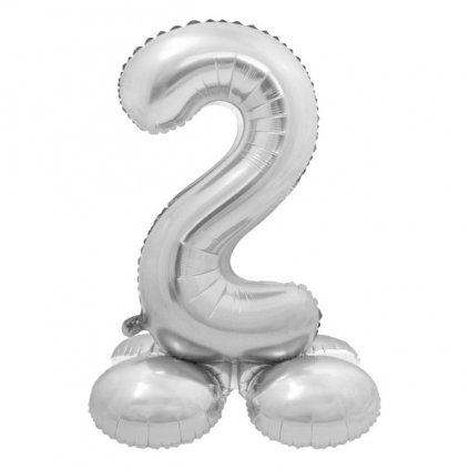 Balónek fóliový číslice 2 samostojná stříbrná 72 cm