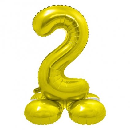 Balónek fóliový číslice 2 samostojná zlatá 72 cm