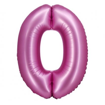 Balónek fóliový číslice 0 saténová růžová 76 cm