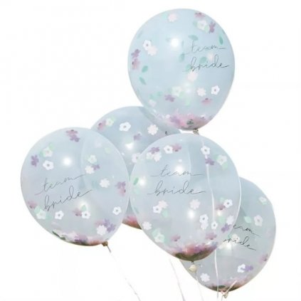 Balónky latexové transparentní Boho Floral Team Bride 30 cm 5 ks