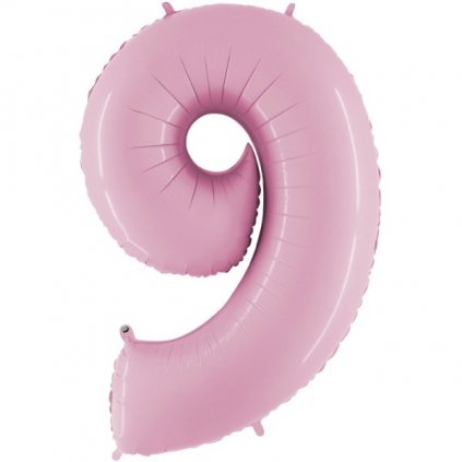 Balónek fóliový číslice 9 pastelově růžová 66 cm
