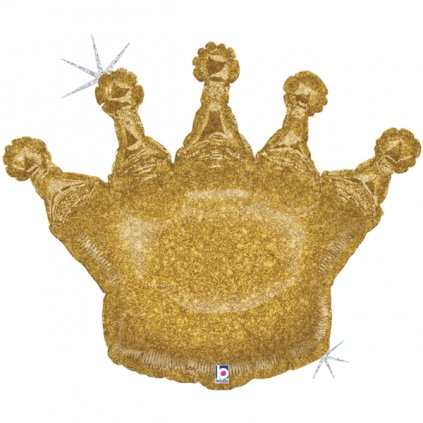 Balónek fóliový Koruna zlatá glitrová 91 cm