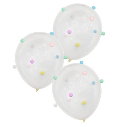 Balónky s pastelovými pompomky 30 cm 5 ks