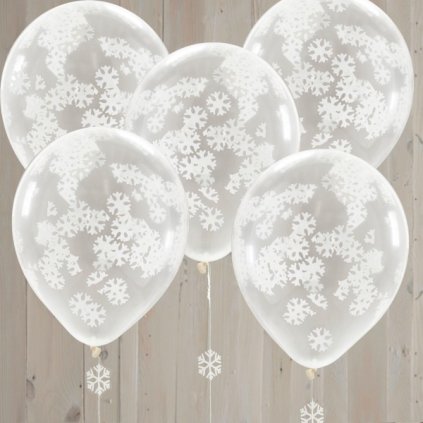 Balónky latexové Sněhové vločky 30 cm 5 ks