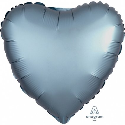 Balónek fóliový Srdce saténové ocelově modré 45 cm