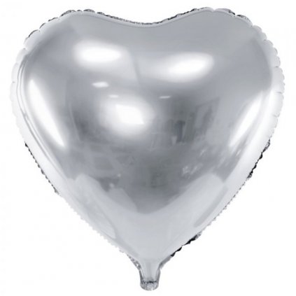 Balónek fóliový Srdce stříbrné 61 cm
