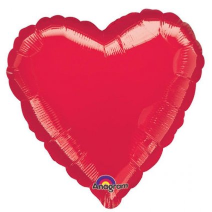 Balónek fóliový Srdce metalické červené 43 cm
