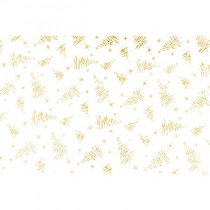 Textilie dekorační - organza šampaň Zlaté stromečky 36cmx5m