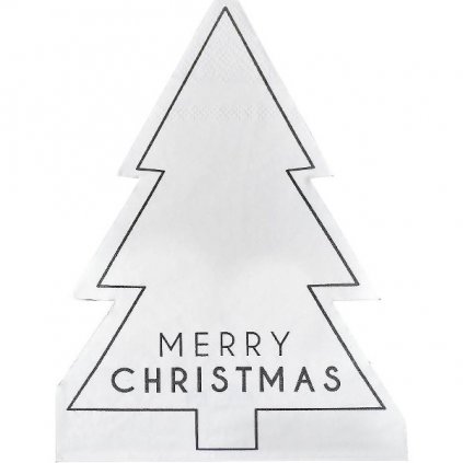 Ubrousky papírové ve tvaru strromečku Merry Christmas 16,5 x 12,4 cm 16 ks