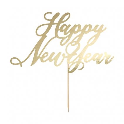 Ozdoba na dort Nápis HNY, zlatý 24 cm