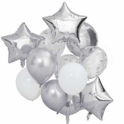 Balónkový set stříbrný 12 ks