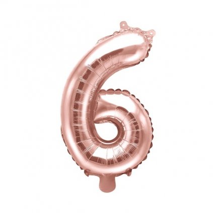 Balónek fóliový číslice 6 Rose Gold 35 cm