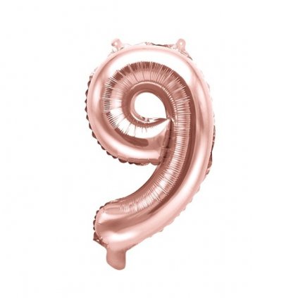 Balónek fóliový číslice 9 Rose Gold 35 cm