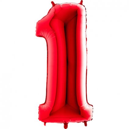 Balónek fóliový číslice 1 červená 105 cm