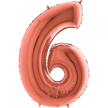Balónek fóliový číslice 6 Rose Gold 105 cm