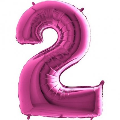 Balónek fóliový číslice 2 růžová 105 cm