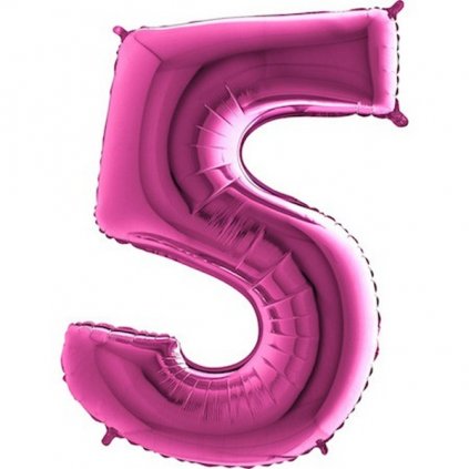 Balónek fóliový číslice 5 růžová 105 cm