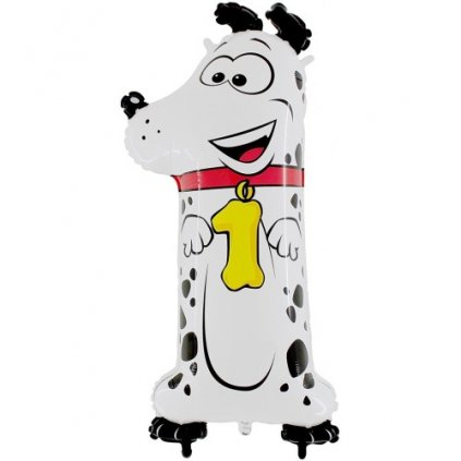 Balónek fóliový číslice 1 motiv Pes 102 cm
