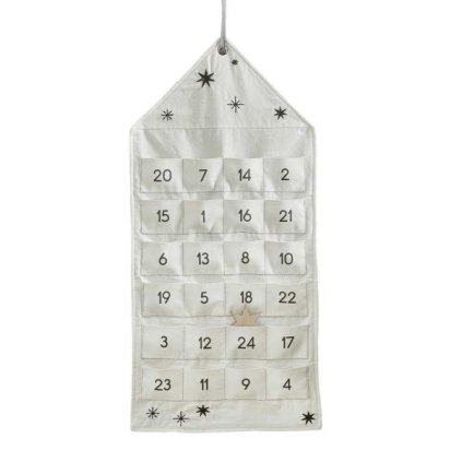 Adventní kalendář Domeček s kapsami a dřevěnou hvězdou 69 x 33 cm