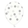 Balonky latexové transparentní puntíky stříbrné 30cm 50ks