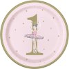 Talíře papírové narozeninové 1. rok Baletka pastelově růžové  8ks
