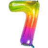 Balónek fóliový číslice 7 duhová Rainbow 86 cm