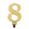 Svíčka číslice 8 metalická zlatá 8 cm