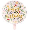 Balónek fóliový Happy Birthday Luční kvítí světle růžový 35 cm