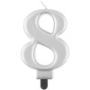 Svíčka číslice 8 metalická stříbrná 8 cm