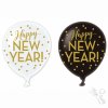 Balónky latexové černé a bílé Happy New Year 27 cm 6 ks