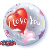 Balónek Bubbles I love you se srdíčky 56 cm
