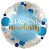Balónek fóliový Šťastné narodeniny modrý 43 cm