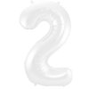 Balónek fóliový číslice 2 metalická matná bílá 86 cm