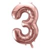Balónek fóliový číslice 3 růžové zlato 86 cm
