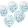 Balónky  transparentní s modrými konfetami About To Pop! 30 cm 5 ks