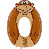 Balónek fóliový číslice 0 motiv Opice 102 cm
