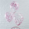 Balonky s růžovými  konfetami průhledné 5 ks