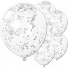 Balonky latexové krystalické průhledné s šedými konfetami 30 cm 6 ks