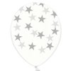 Balonky latexové krystalické průhledné s potiskem stříbrných hvězdiček 30 cm - ekonomické balení  50 ks