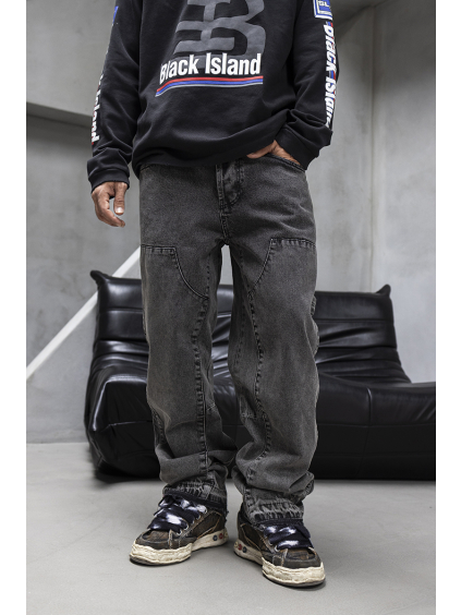 Šedé loose fit džíny Gris Fade