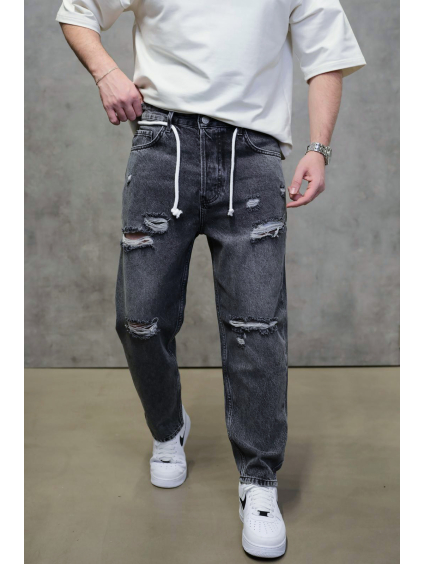 Šedé baggy fit rifle s trháním – ZAREK