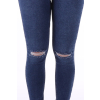 Dark Knee Fit – modré skinny džíny s dírami na kolenou