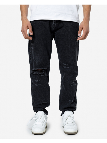 Pánske straight fit rifle Frayed - washed black