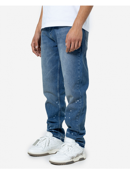 Pánske straight fit rifle Splatter - washed blue