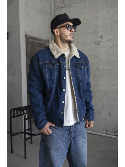 Džínová Bunda s kožíškem STEADY - modrá (Veľkosť XL)