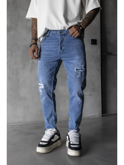 Modré Slim fit rifle MARINO (Veľkosť 38)