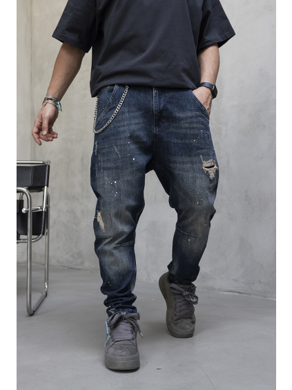 Tmavě modré loose fit rifle – Ferro (Veľkosť 38)