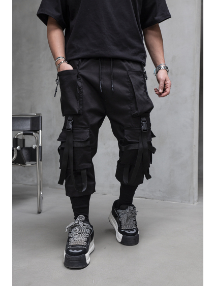 Čierne cargo fit kalhoty HAN (Veľkosť XS)