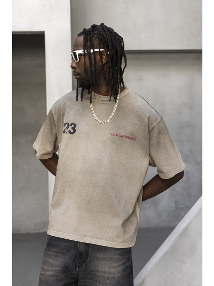 Šedé washed oversized tričko – District 23 (Veľkosť XL)